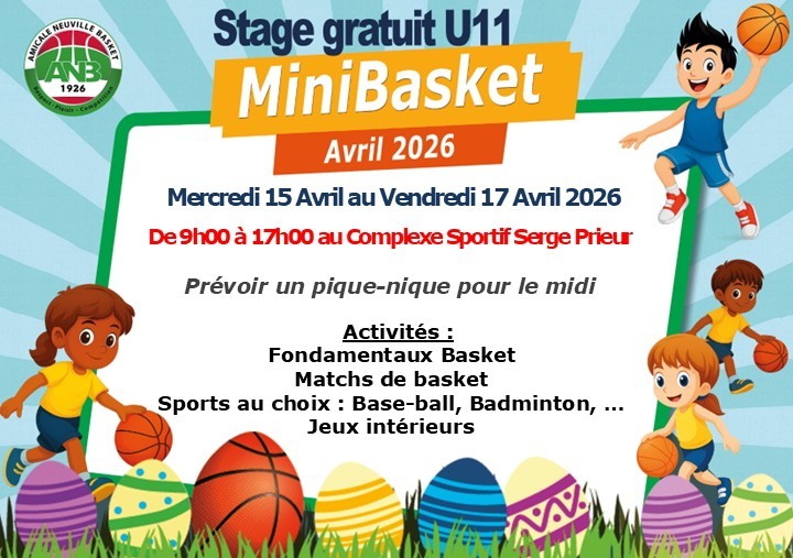 STAGE GRATUIT MINIBASKET U9/U11 Avril 2026