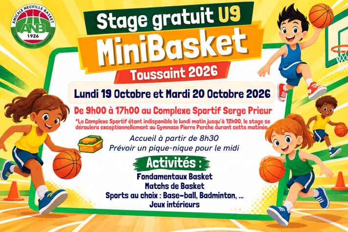 STAGE GRATUIT MINIBASKET U9/U11 Toussaint 2026